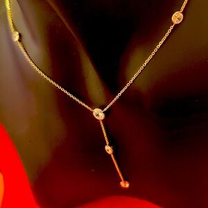 14k Gold Cz Drop Necklace
